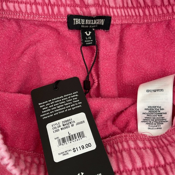 NWT True Religion Logo Washed BF Joggers-Women Large - Picture 3 of 6